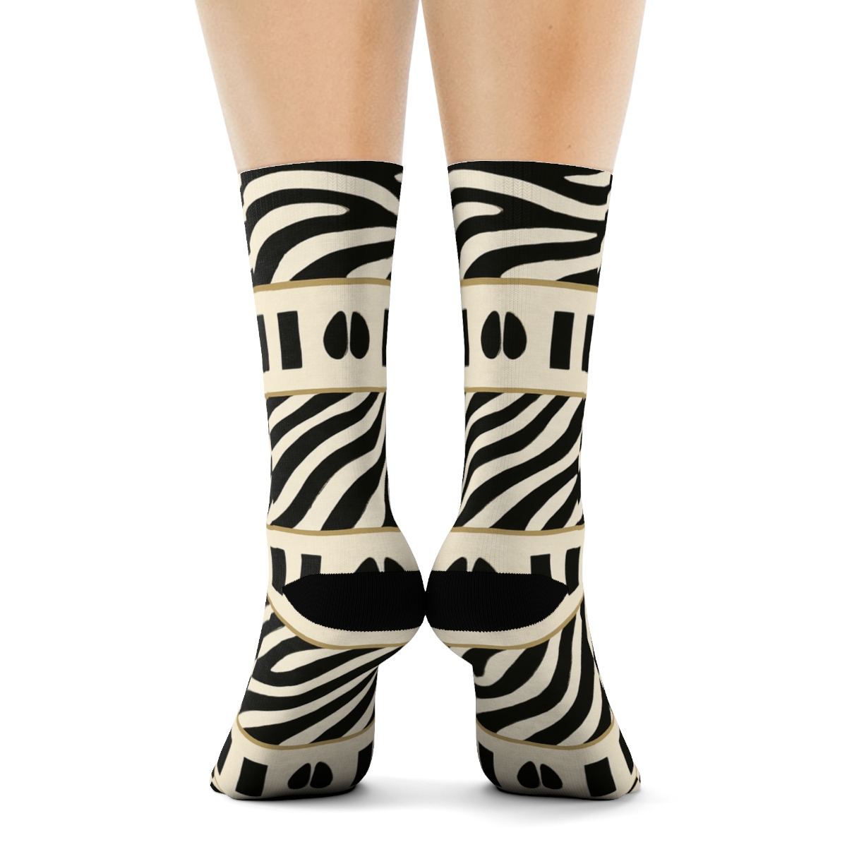 Minimal Cream Zebra Crossing Stripe Bands custom crew socks