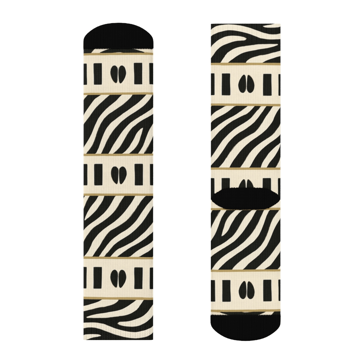 Minimal Cream Zebra Crossing Stripe Bands custom crew socks
