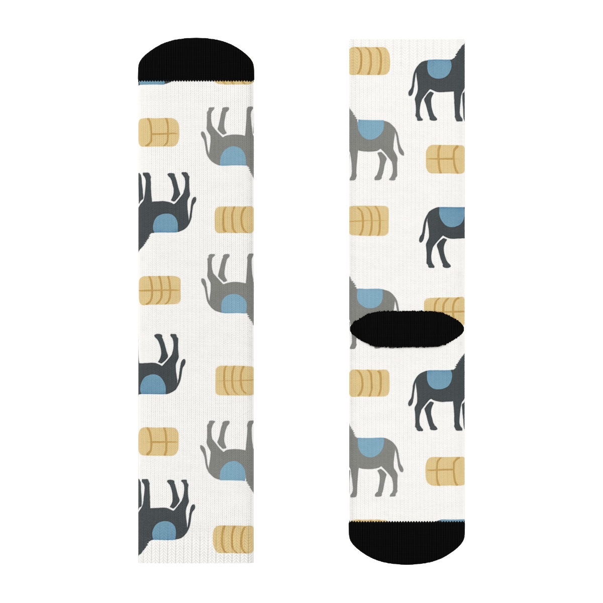 Minimal Farm Icons With Donkey Rhythm trendy patterned crew socks