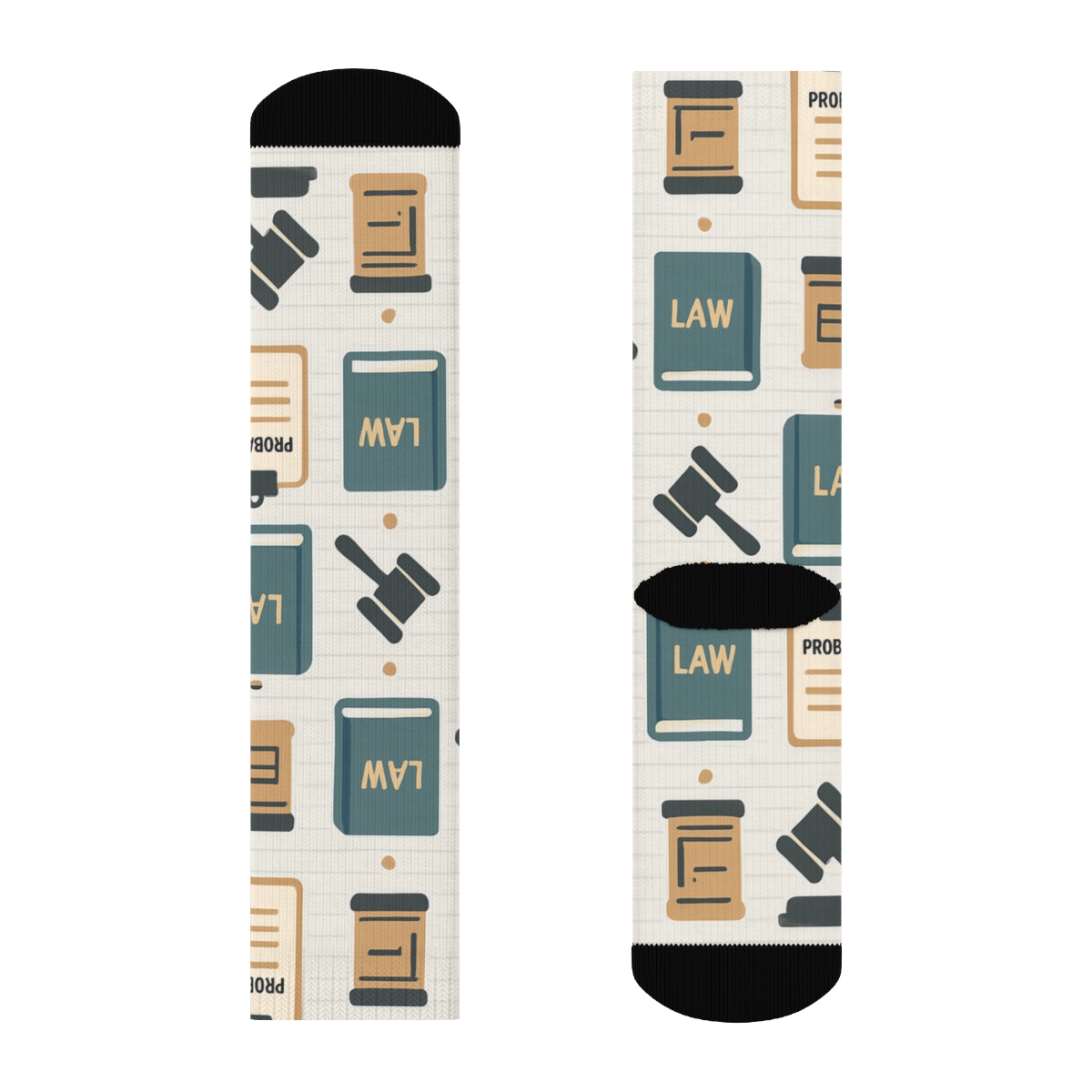 Minimal Gavel Stripe Grid For Probation Officer designer printed crew socks