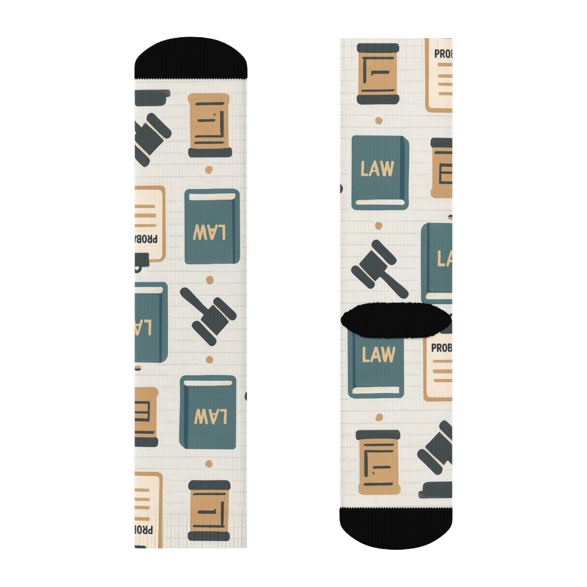 Minimal Gavel Stripe Grid For Probation Officer designer printed crew socks