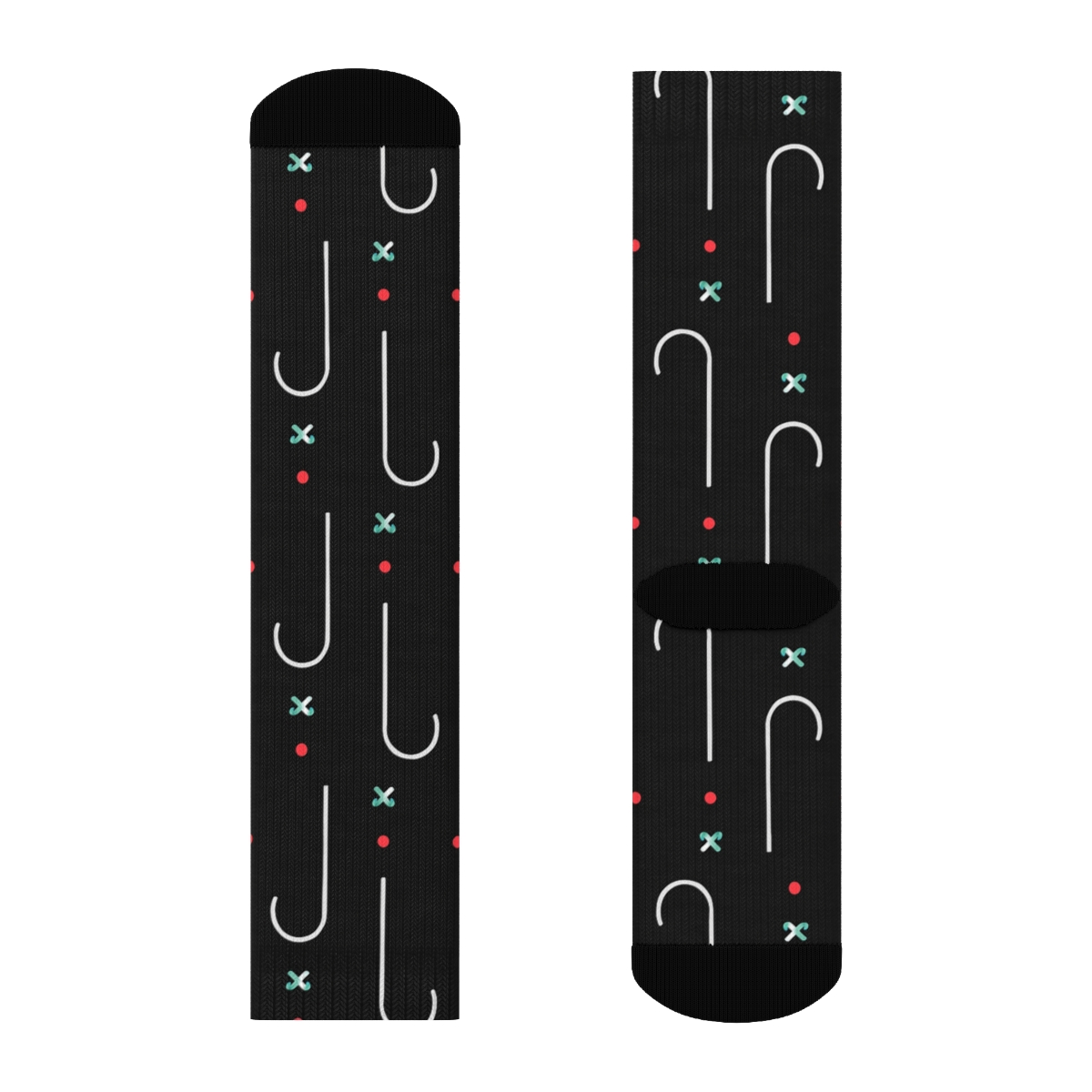 Minimal Hooks Grid With Candy Canes Accent Dots stylish athletic crew socks
