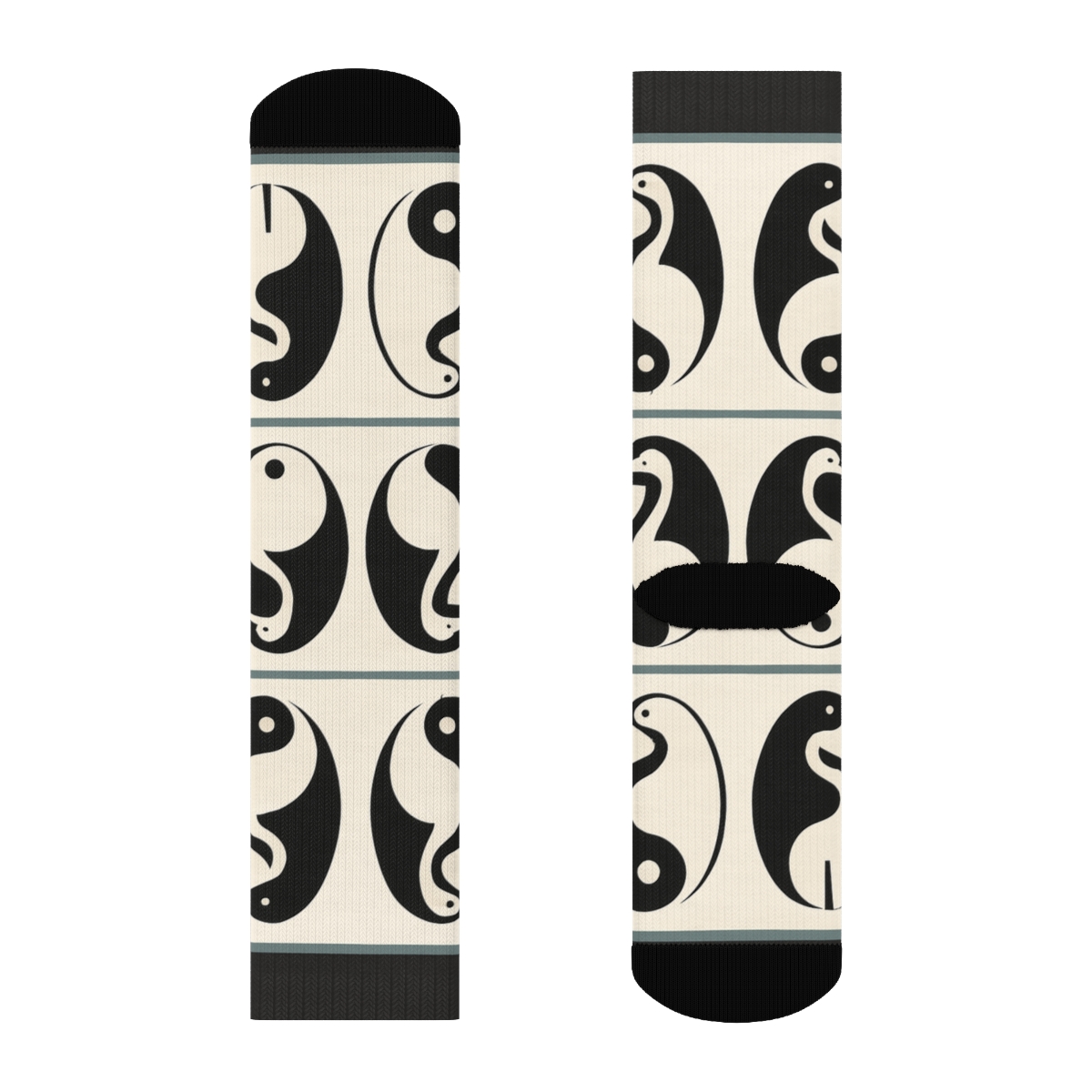 Minimal Mirror Pair Border unique graphic crew socks