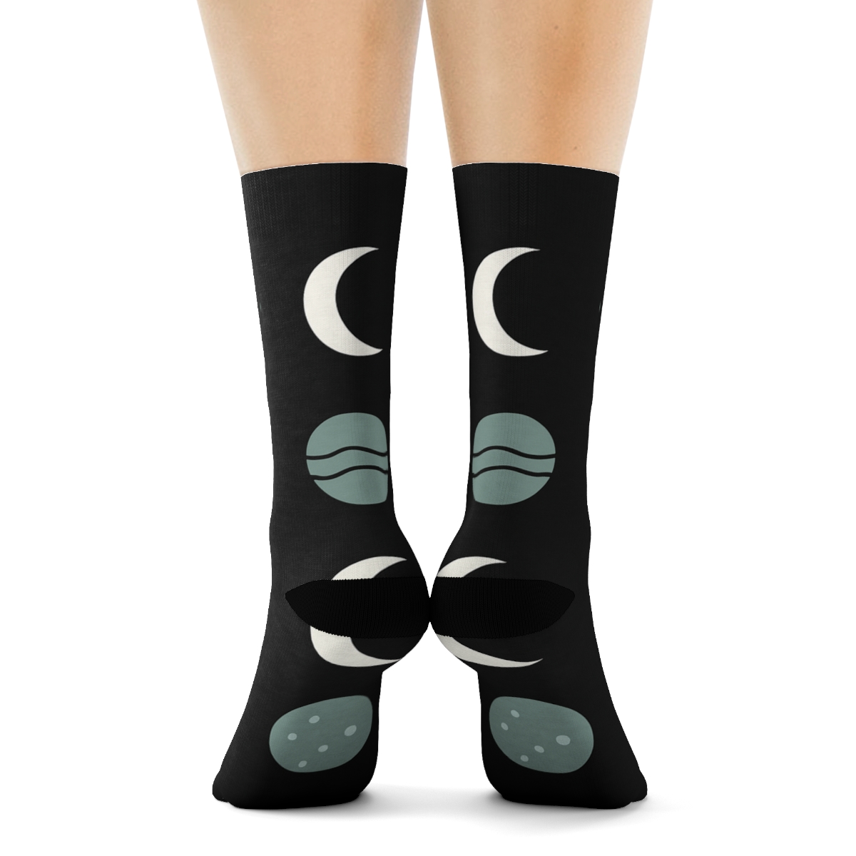 Minimal Planet Icon Grid unique graphic crew socks