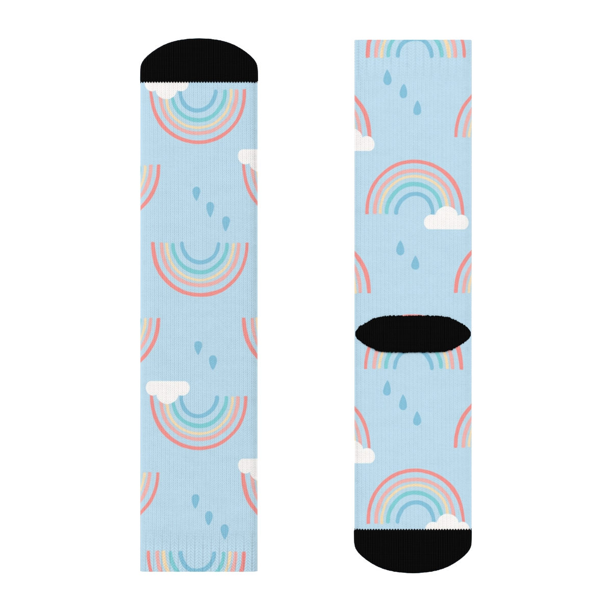 Minimal Rainbow Halo Dots On Soft Sky Blue soft everyday crew socks