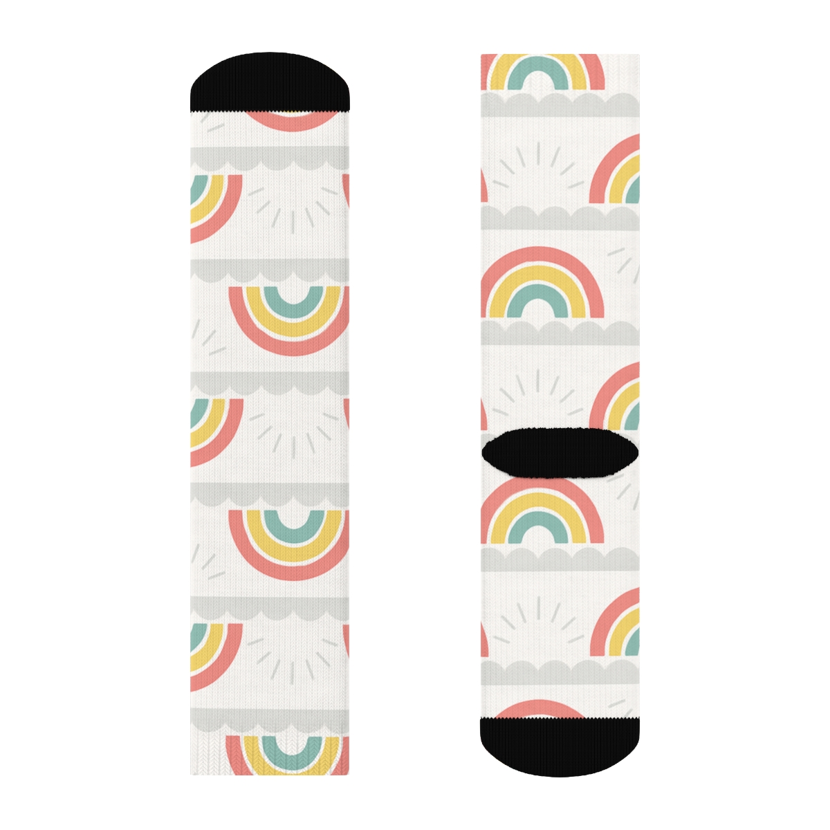 Minimal Rainbow Sunbeam Bands On White Background soft everyday crew socks