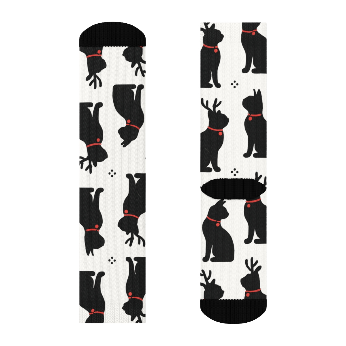 Minimal Reindeer Cat Silhouette Grid On White Background stylish athletic crew socks