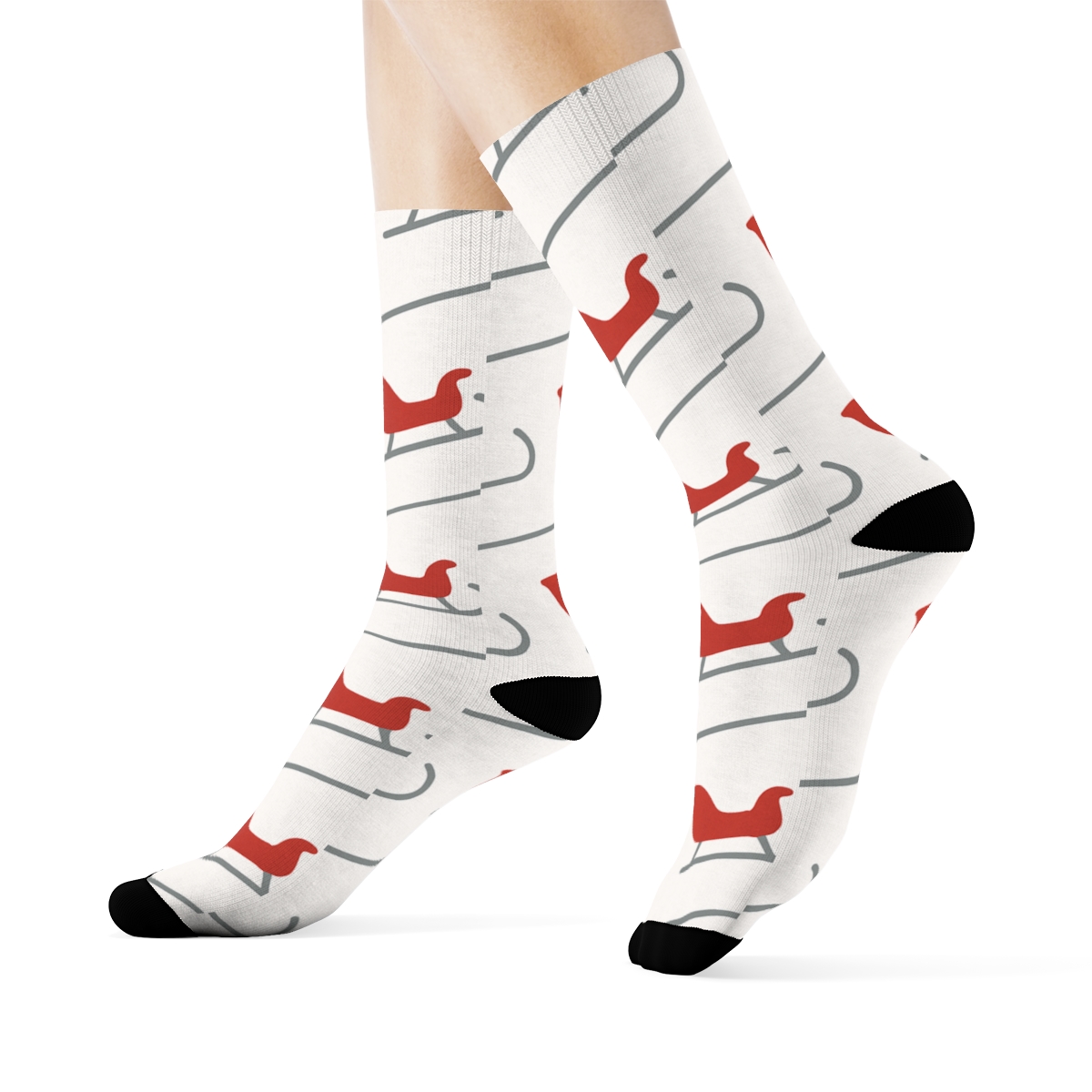 Minimal Runner Lines With Sleigh Icons custom crew socks