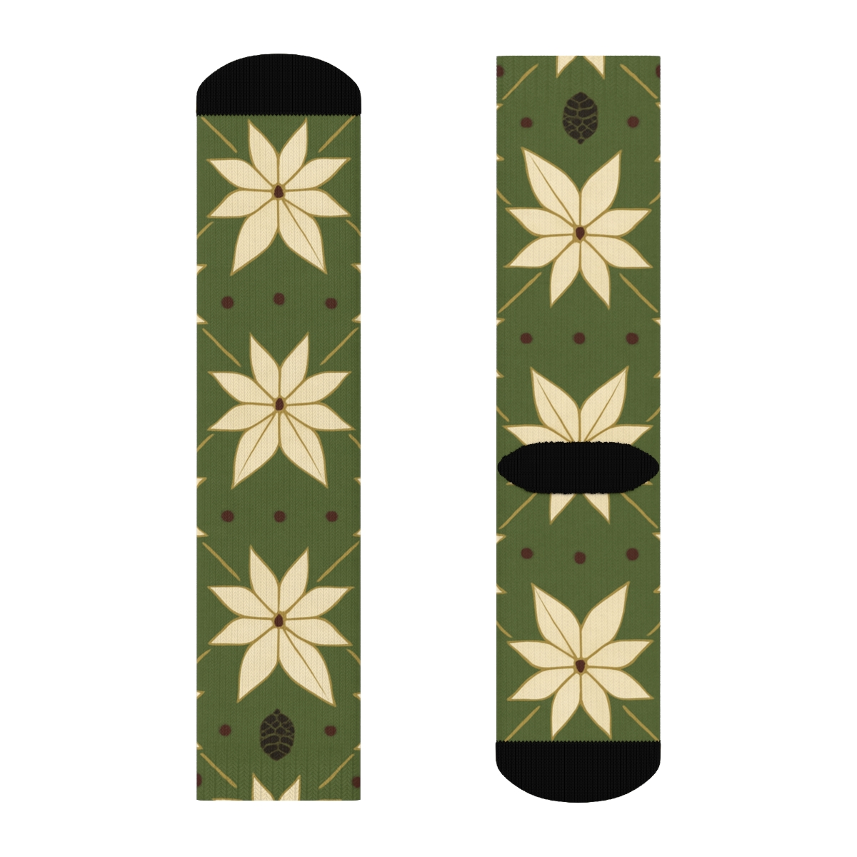 Minimal Star Bract Chevron On Moss Green Field premium sports crew socks