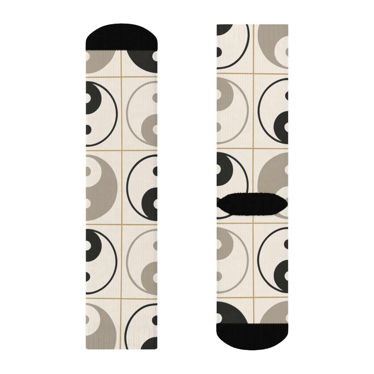 Minimal Taijitu Checker Drift On Soft Ivory soft everyday crew socks