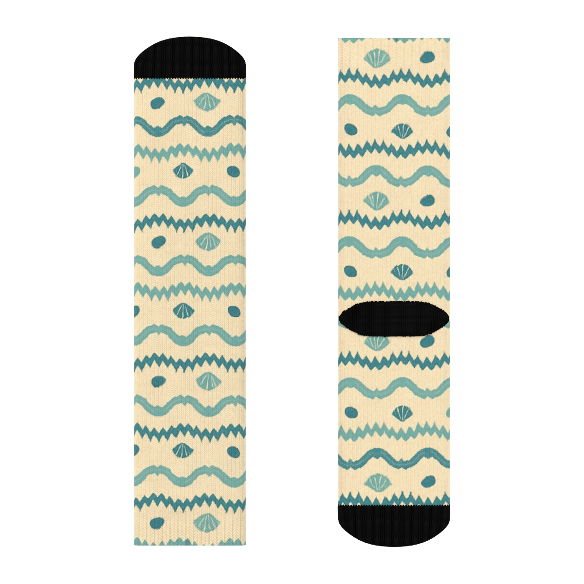 Minimal Tide Band Weave On Warm Sand Background trendy patterned crew socks