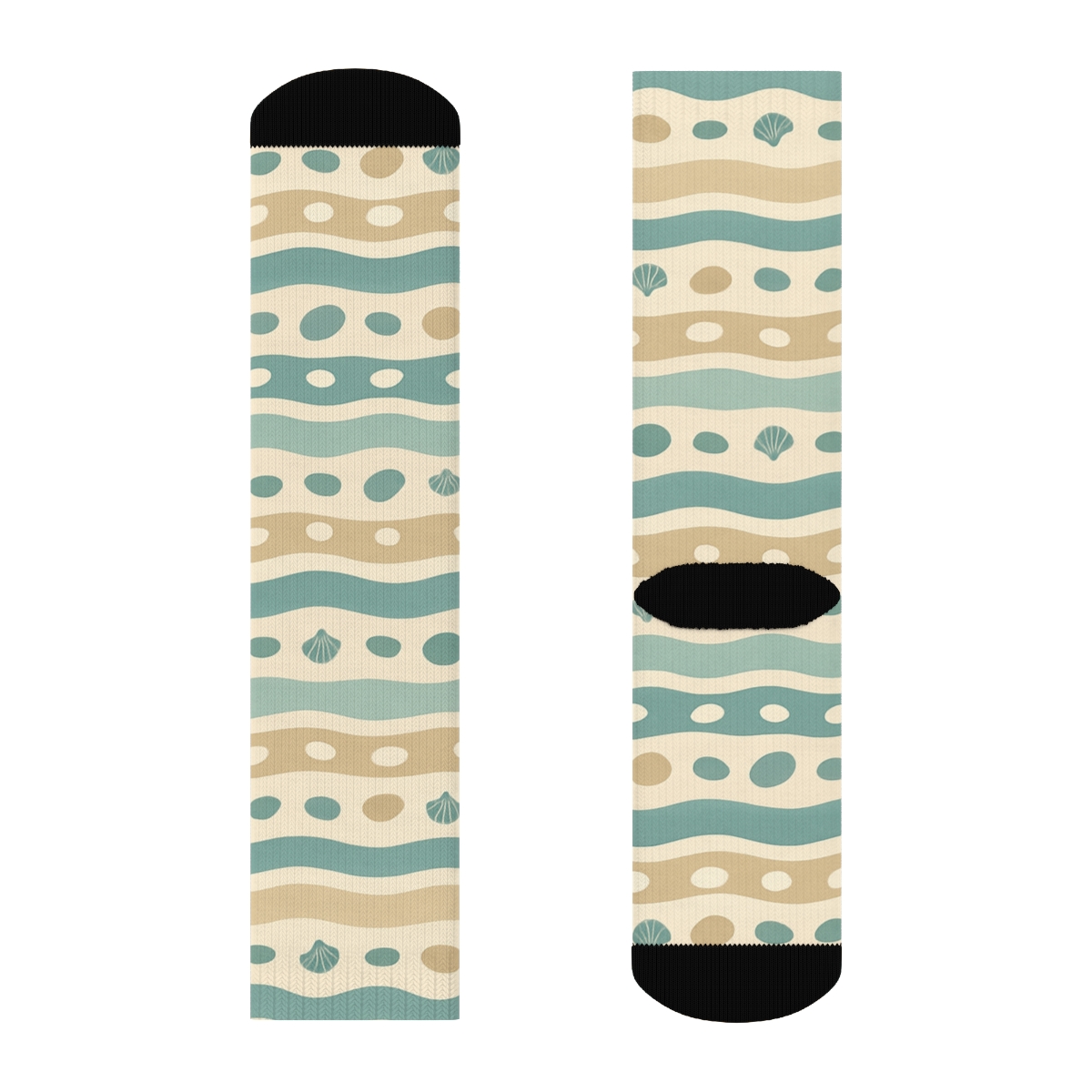 Minimal Tide Line Bands With Pebble Shell Accents unique graphic crew socks