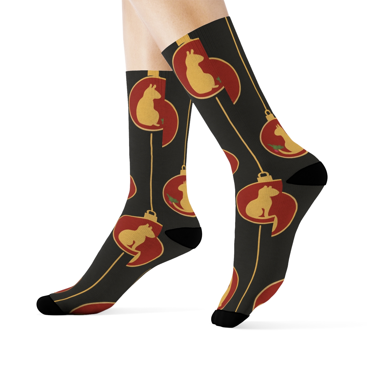 Minimalist Cat Ornament Silhouettes On Charcoal Background stylish athletic crew socks