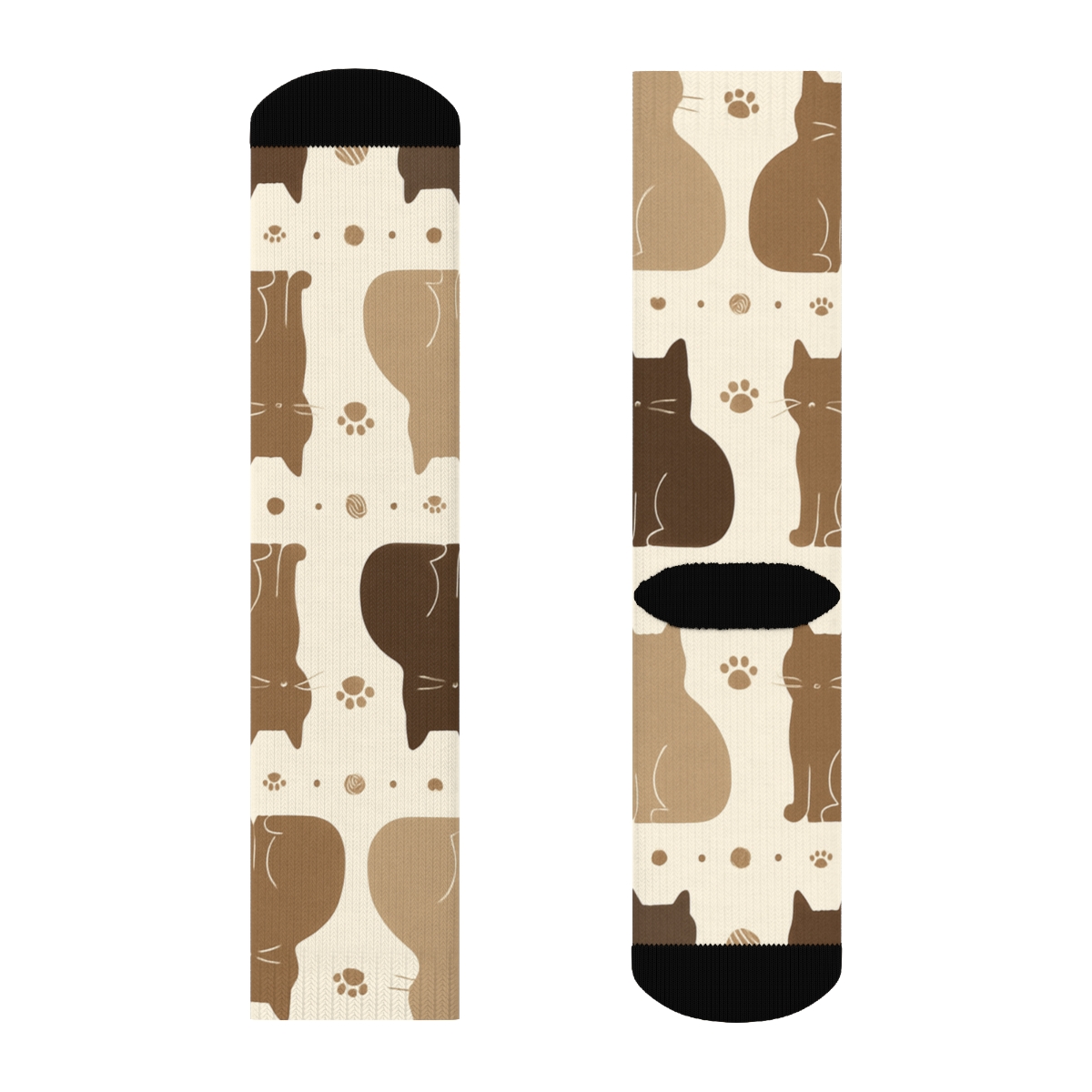 Minimalist Cat Silhouette Border Bands stylish athletic crew socks