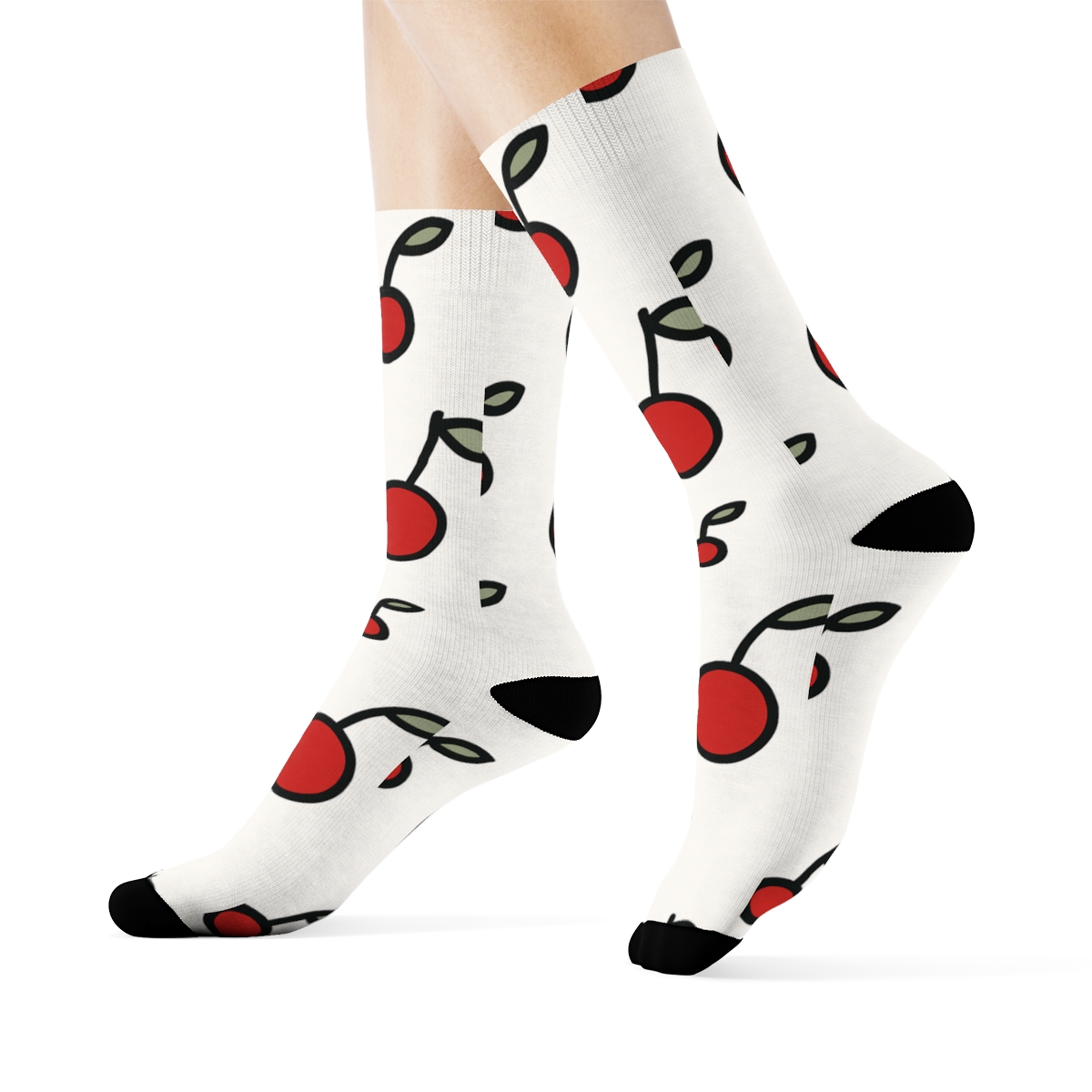 Minimalist Dot Field With Cherry Accents stylish athletic crew socks