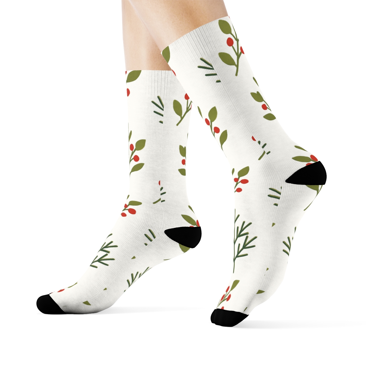 Minimalist Lattice With Evergreen Branches personalized crew socks