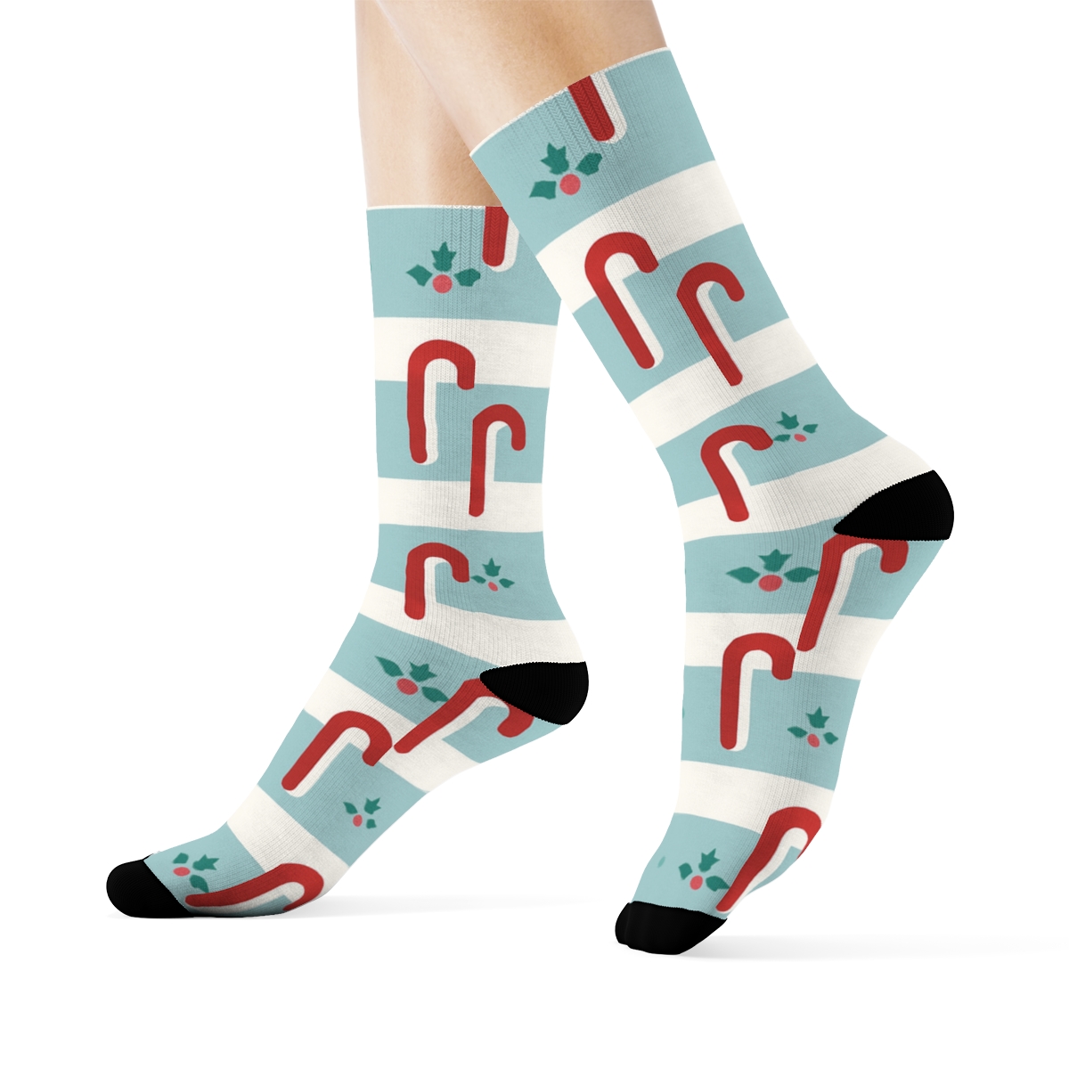 Minimalist Stripe Interrupt Bands Candy Canes stylish athletic crew socks