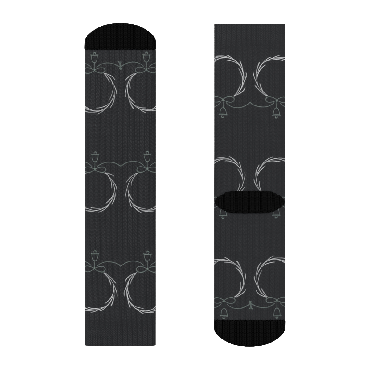 Minimalist Twig And Vine Wreath Chain On Soft Silver trendy patterned crew socks