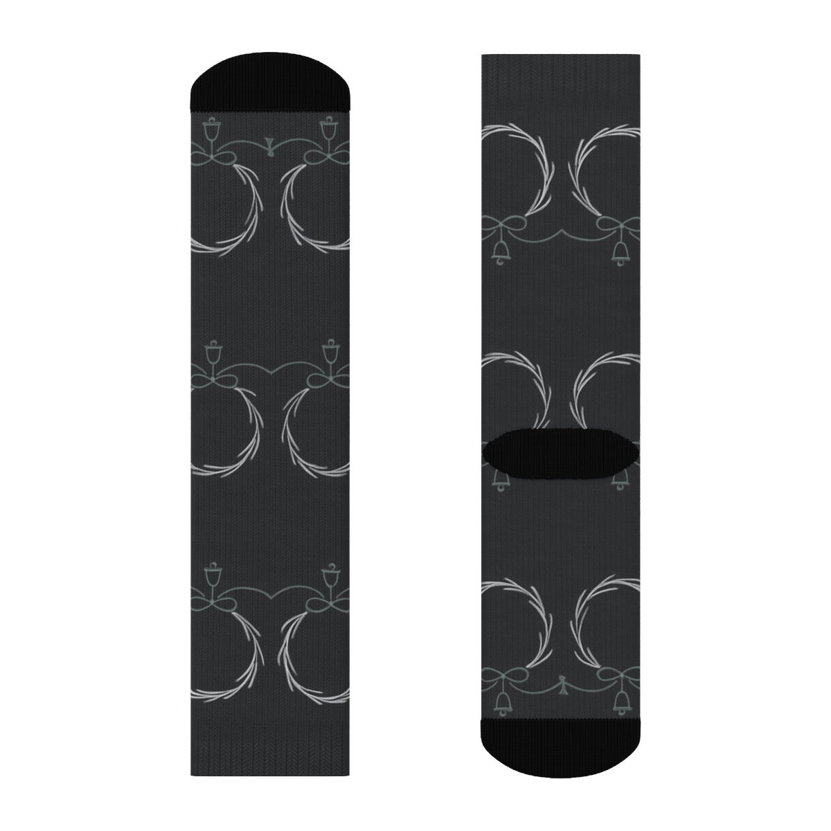Minimalist Twig And Vine Wreath Chain On Soft Silver trendy patterned crew socks