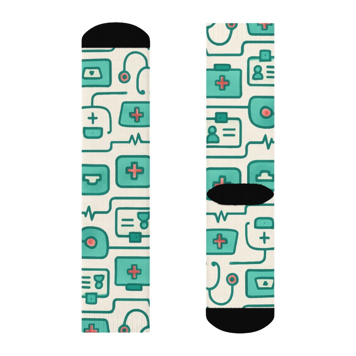 Mint Clinical Lattice, Nurse Grade Pattern trendy patterned crew socks