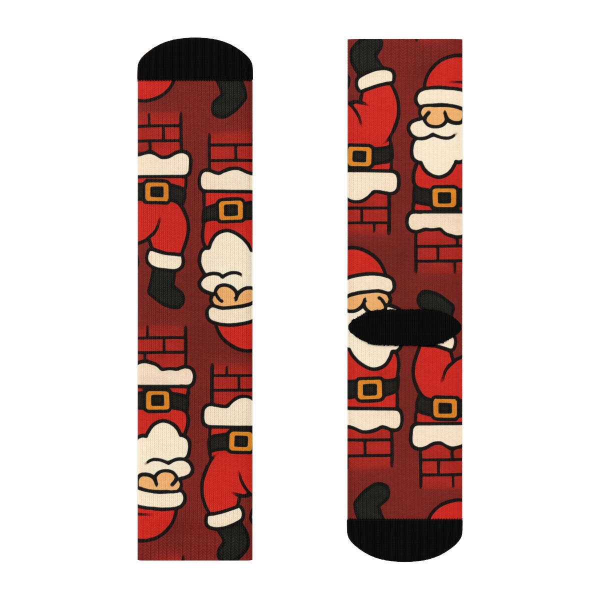 Mirrored Chimney Santa Tiles designer printed crew socks
