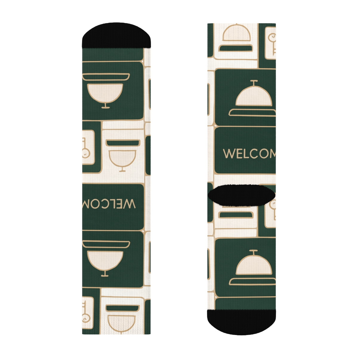 Mirrored Lobby Calm With Hotel Receptionist Icons personalized crew socks