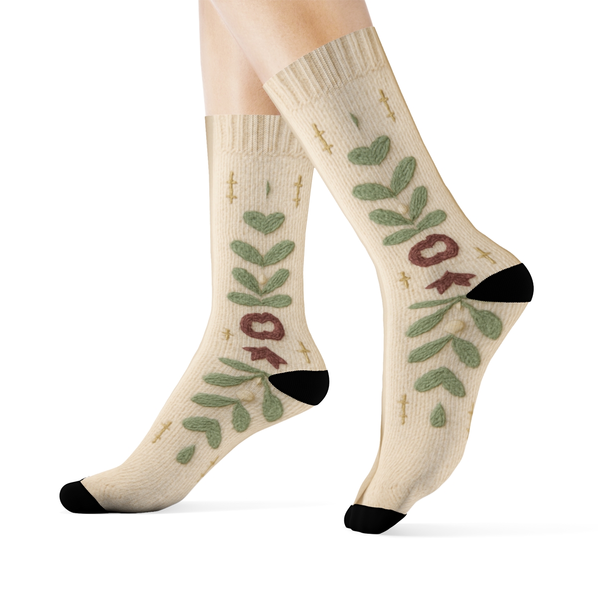 Mistletoe Mirror Bouquet Pair premium sports crew socks