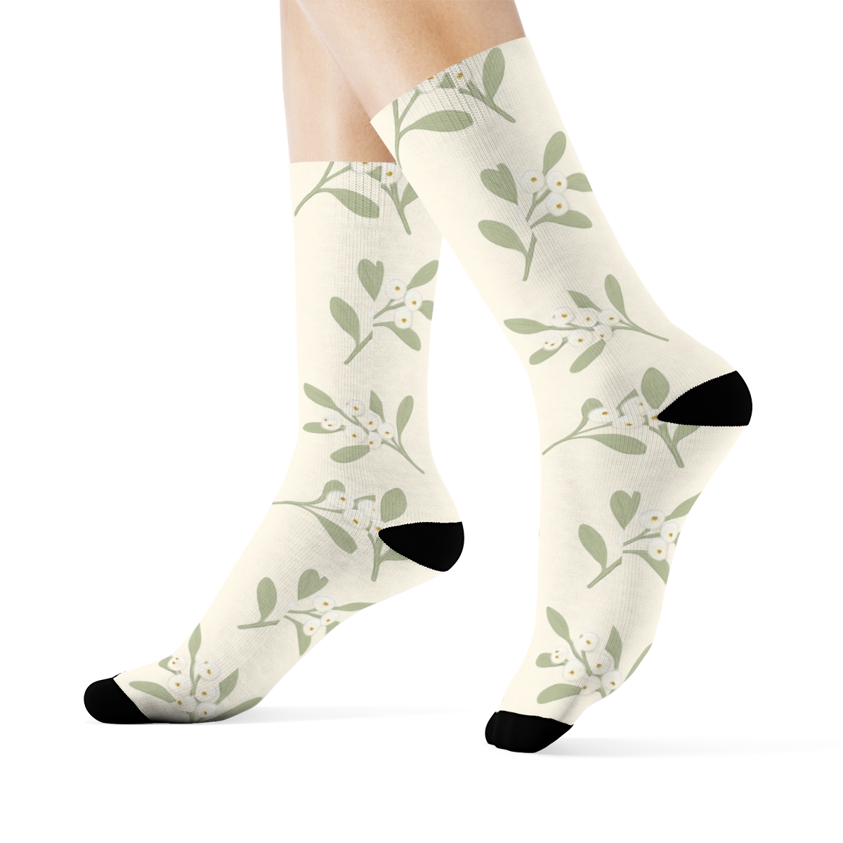 Mistletoe Scatter Grid Holiday trendy patterned crew socks