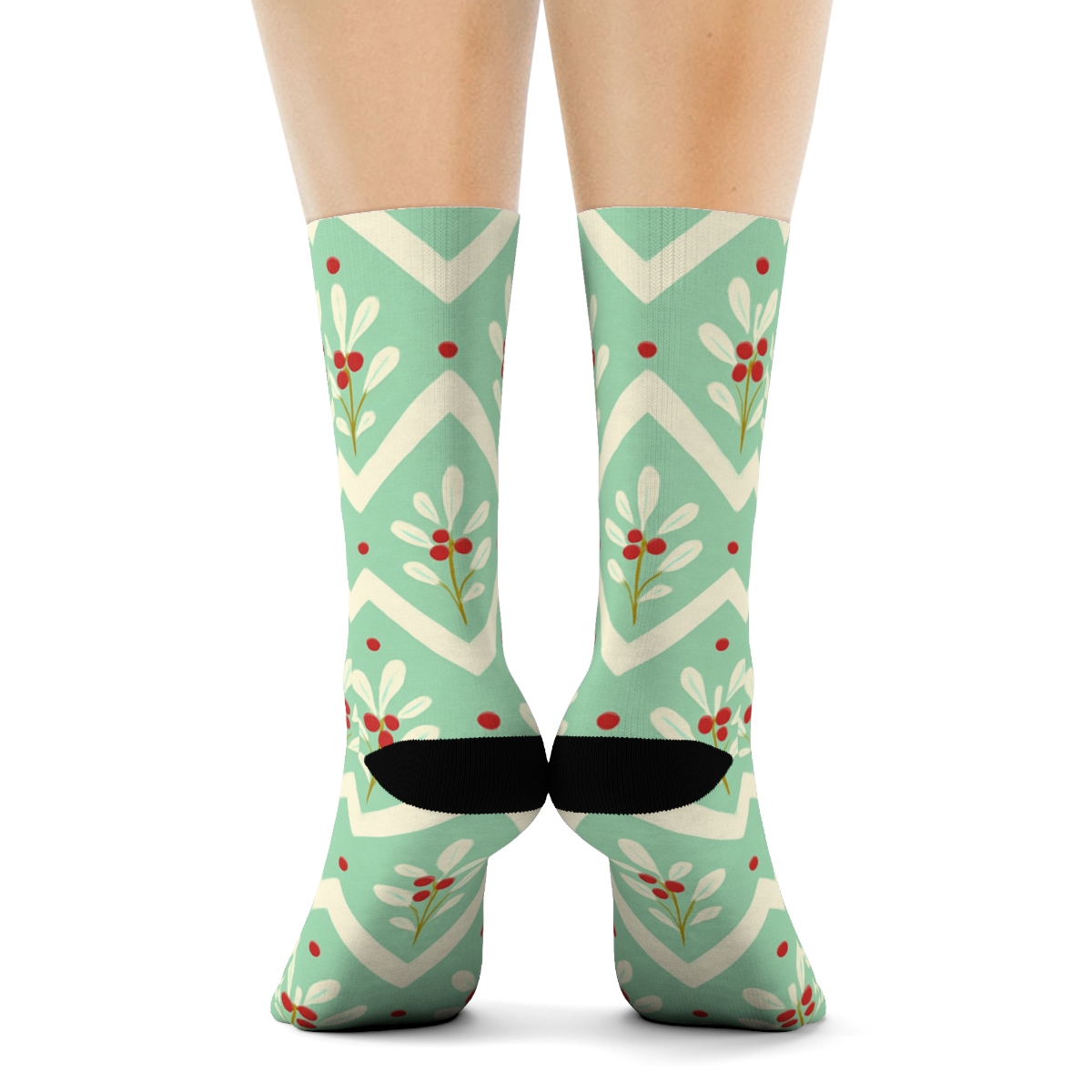 Mistletoe Wave Chevron comfortable cotton crew socks