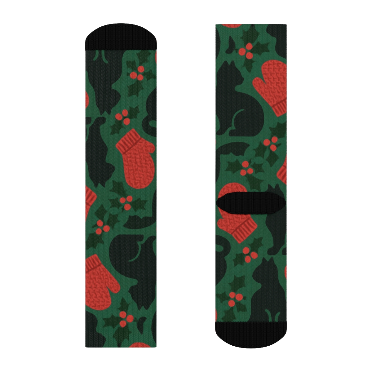 Mittens And Cat Silhouette Tessellation custom crew socks