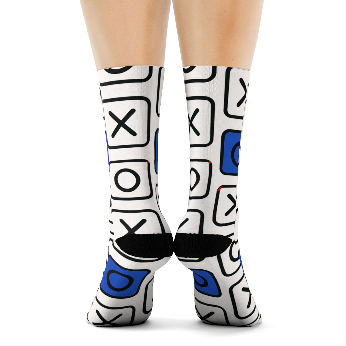 Modern Minimalist Graphic Grid With Valentines Xo Icons trendy patterned crew socksModern Minimalist Graphic Grid with Valentines Xo Icons Crew Socks - Image 4