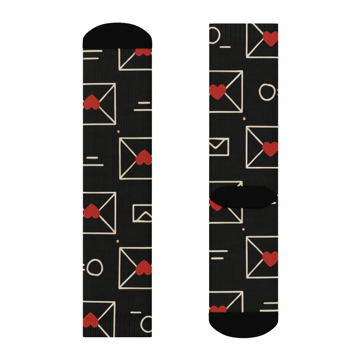 Modern Minimalist Graphic Pattern With Valentines Love Letter Envelope Accents stylish athletic crew socks