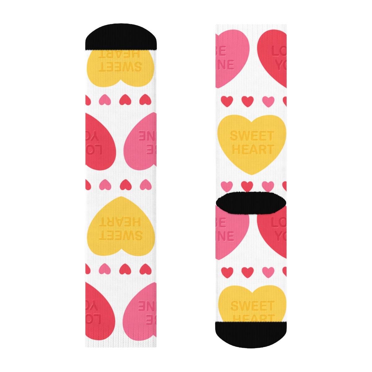Modern Minimalist Graphic With Valentines Candy Heart Rows unique graphic crew socks