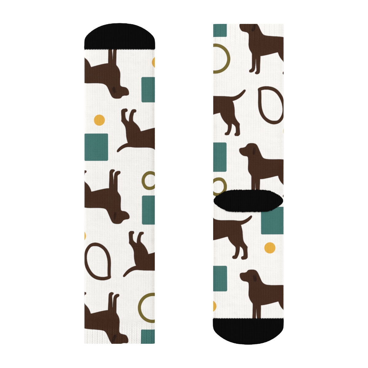 Modern Minimalist Grid With Labrador Retriever Silhouettes comfortable cotton crew socks