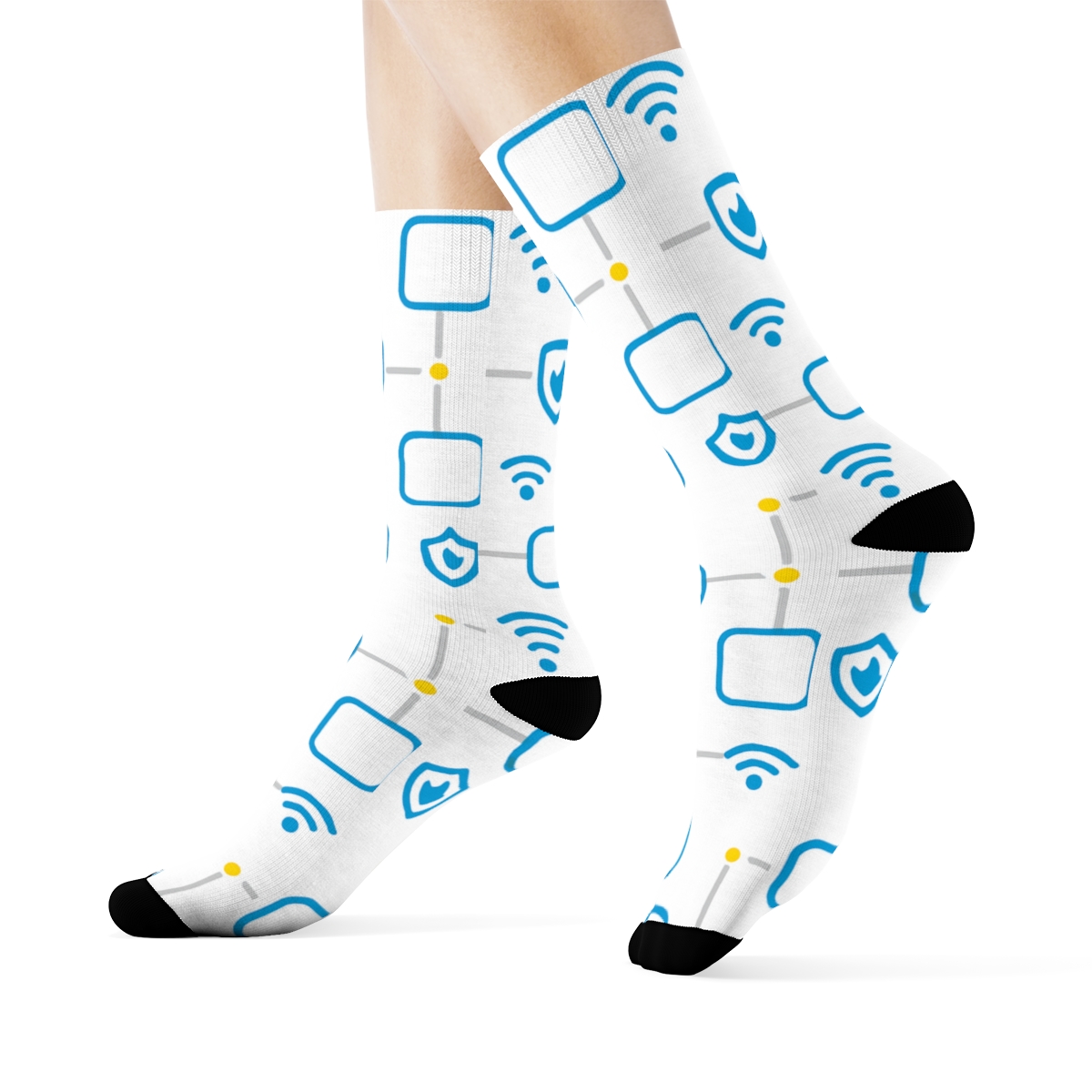 Modern Minimalist Grid With Network Administrator Nodes trendy patterned crew socks