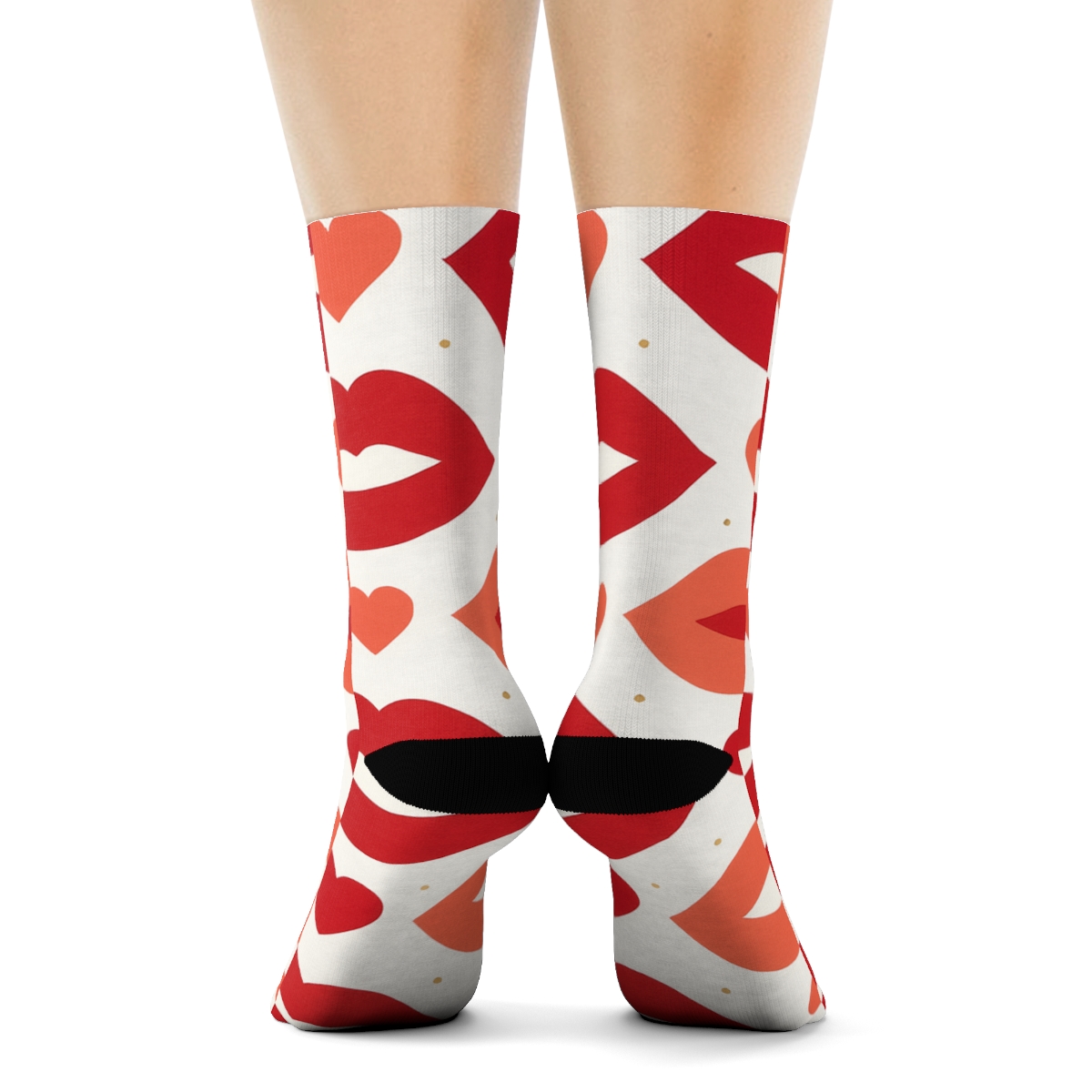 Modern Minimalist Lip Silhouettes With Valentines Accent custom crew socks