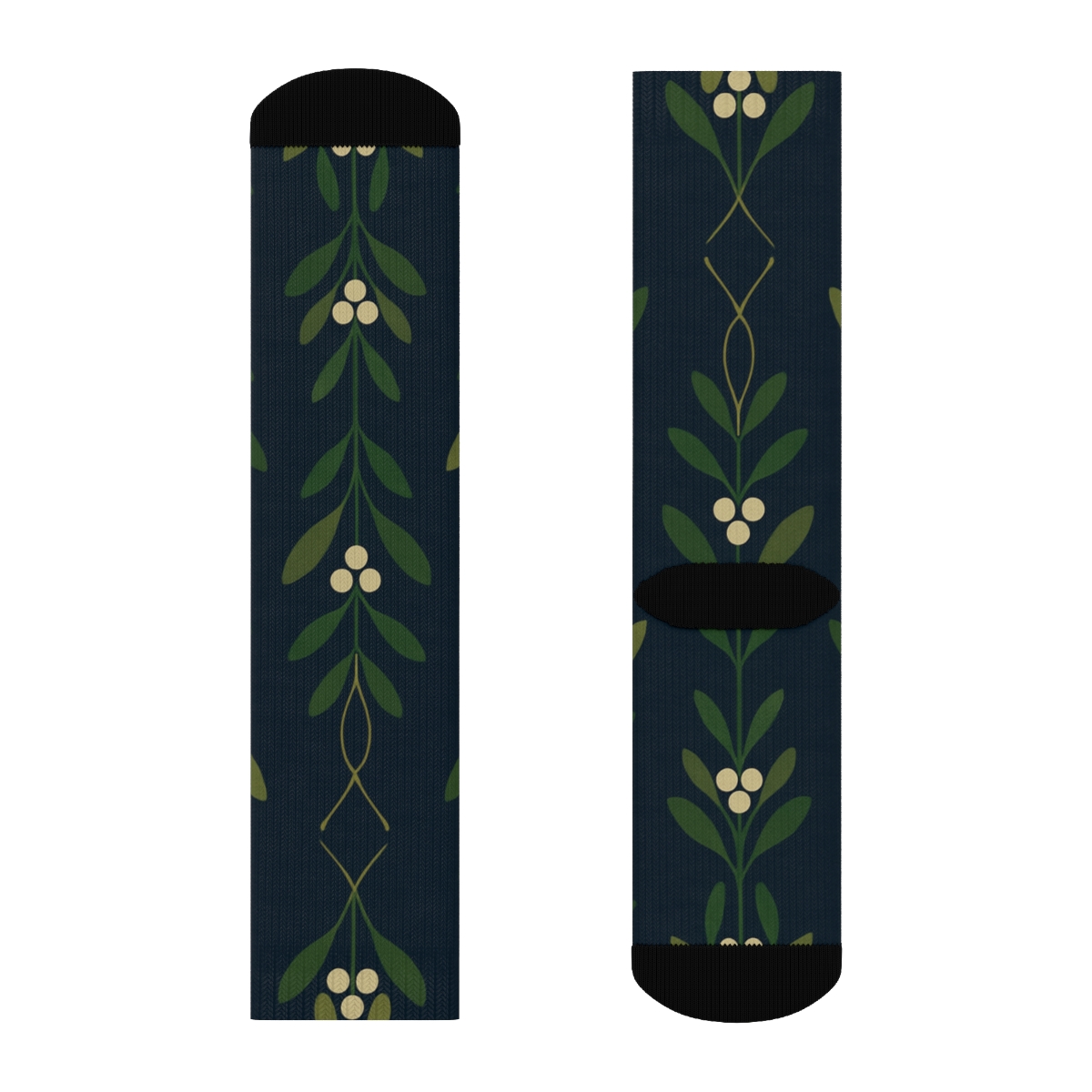 Modern Minimalist Mistletoe Tessellation On Midnight Blue stylish athletic crew socks