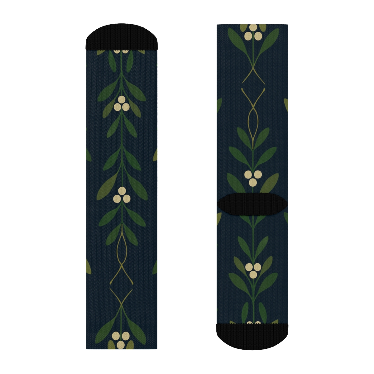 Modern Minimalist Mistletoe Tessellation On Midnight Blue stylish athletic crew socks