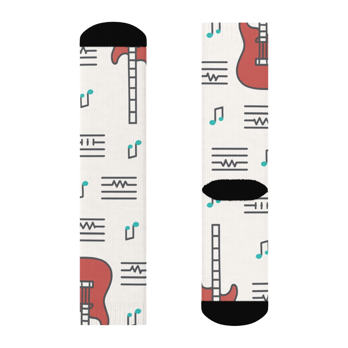 Modern Minimalist Sound Wave Grid With Guitar premium sports crew socks