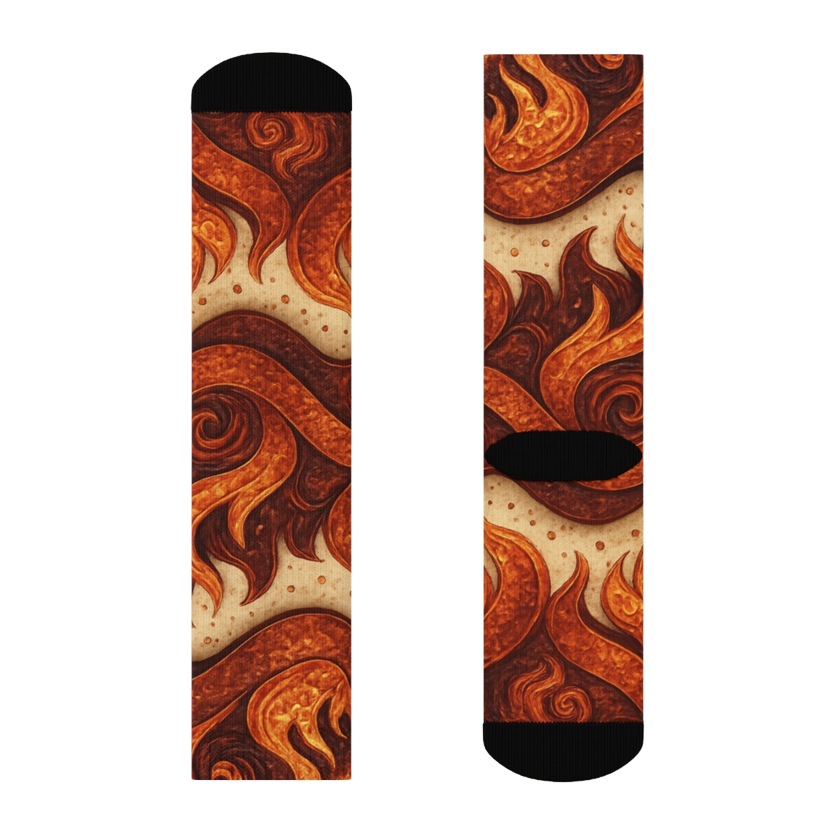 Molten Copper Ember Weave On Ivory Ash soft everyday crew socks
