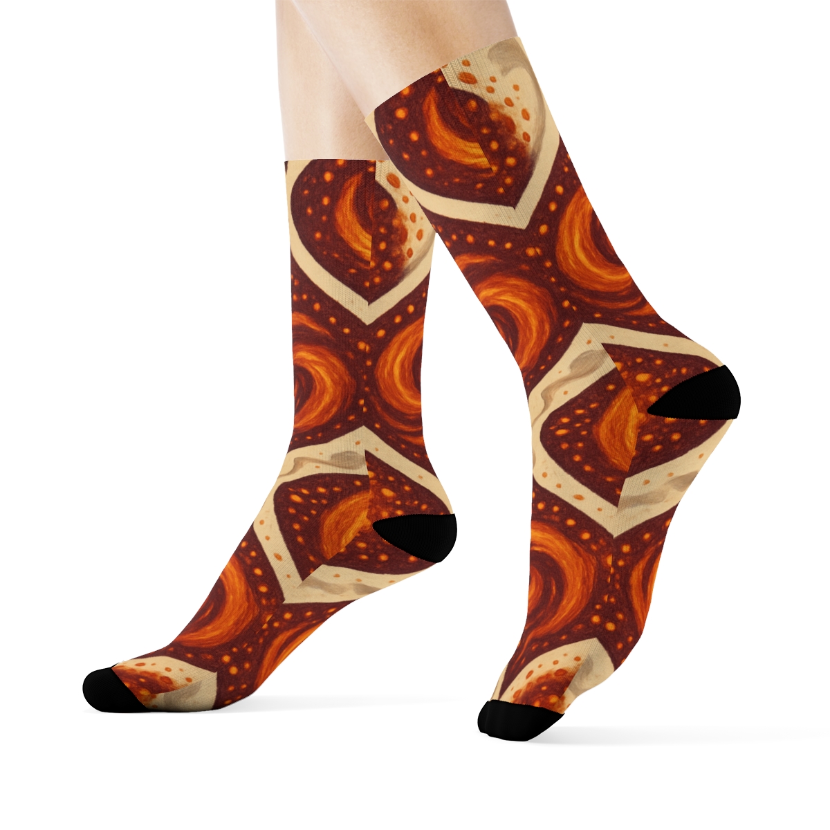 Molten Ember Mosaic On Warm Ivory Background comfortable cotton crew socks