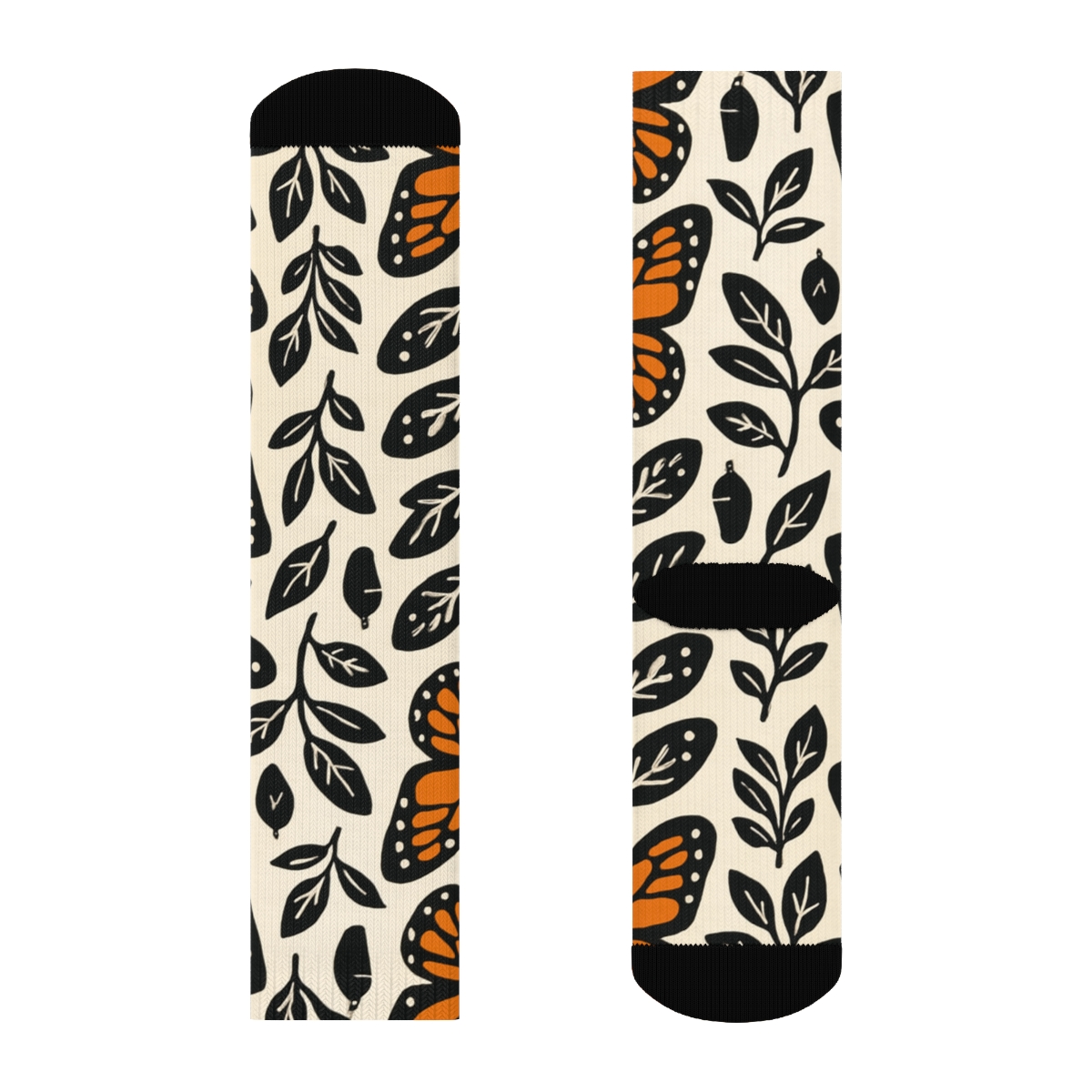 Monarch Migration Chevron Parade On Warm Ivory trendy patterned crew socks