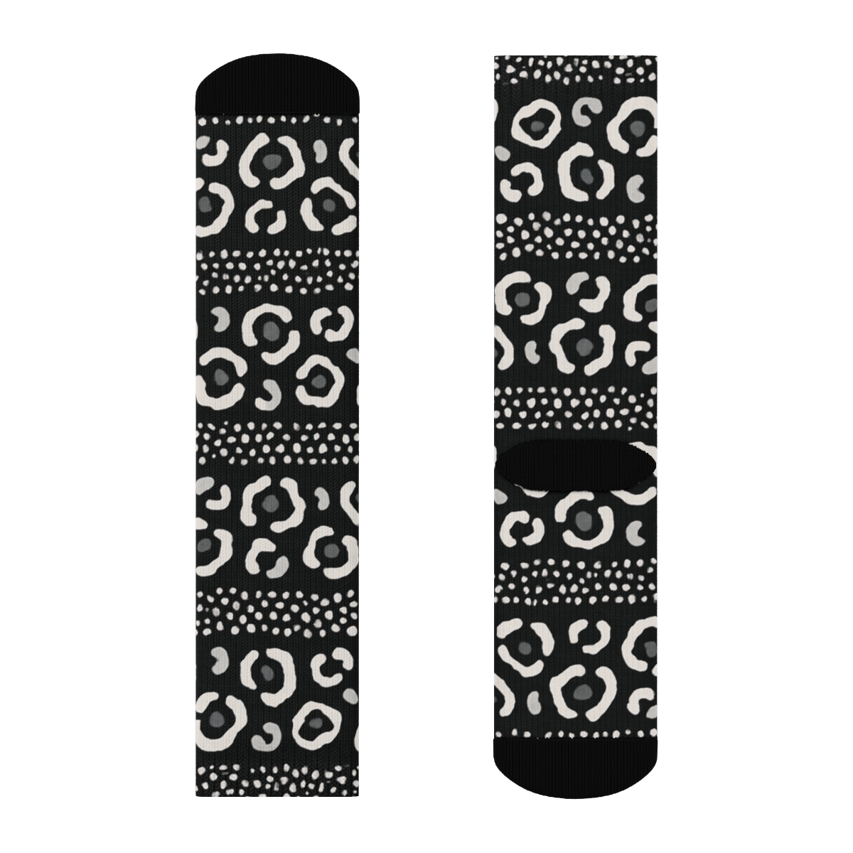 Monochrome Rosette Stripe Bands On Jet Black unique graphic crew socks