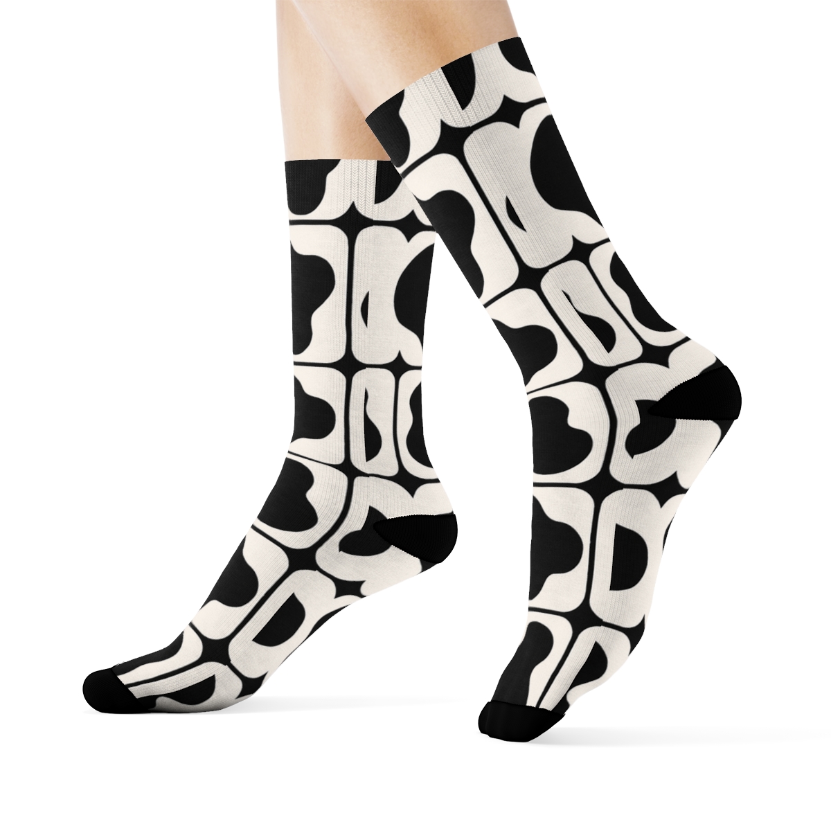 Monochrome Spot Grid custom crew socks