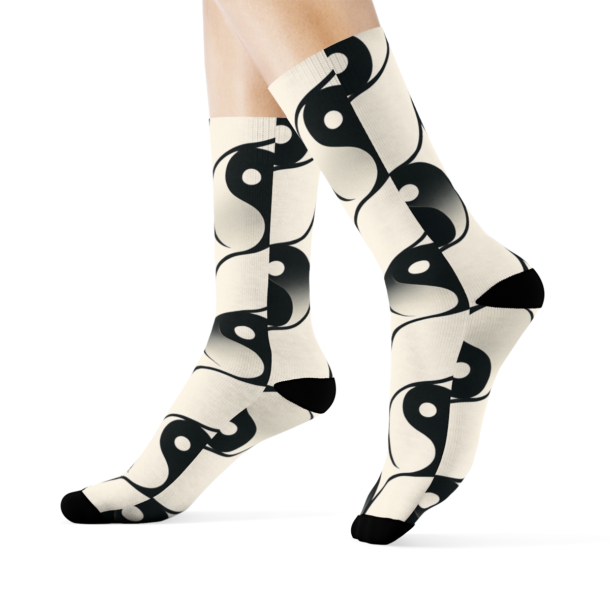 Monochrome Teardrop Lattice On Ivory Mist trendy patterned crew socksMonochrome Teardrop Lattice on Ivory Mist Crew Socks - Image 3