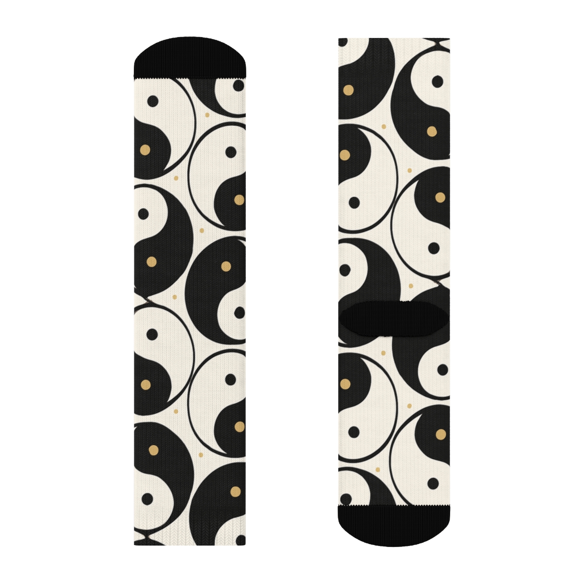 Monochrome Teardrop Lattice With Gold Pin Dots designer printed crew socks