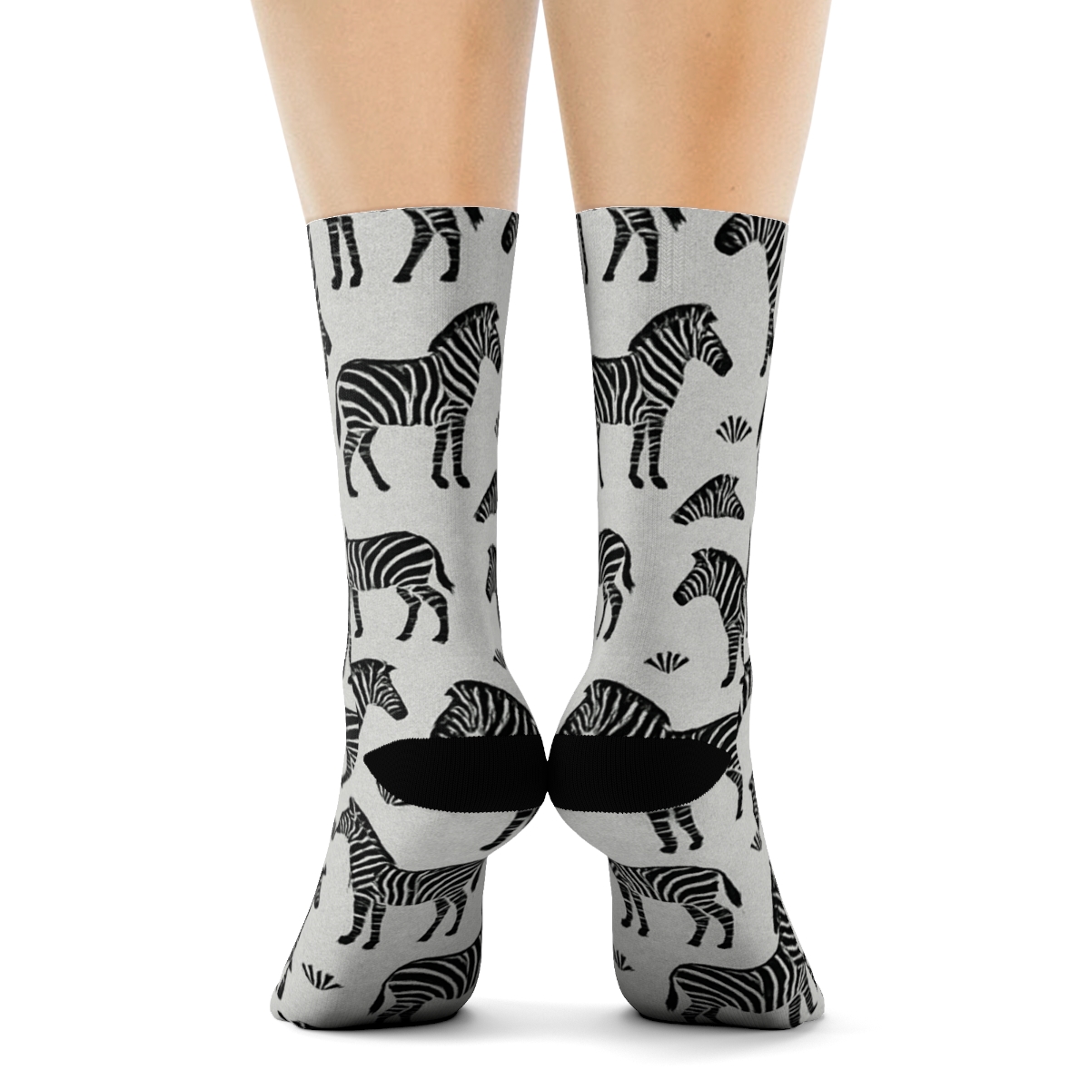 Monochrome Zebra Silhouette Array personalized crew socks