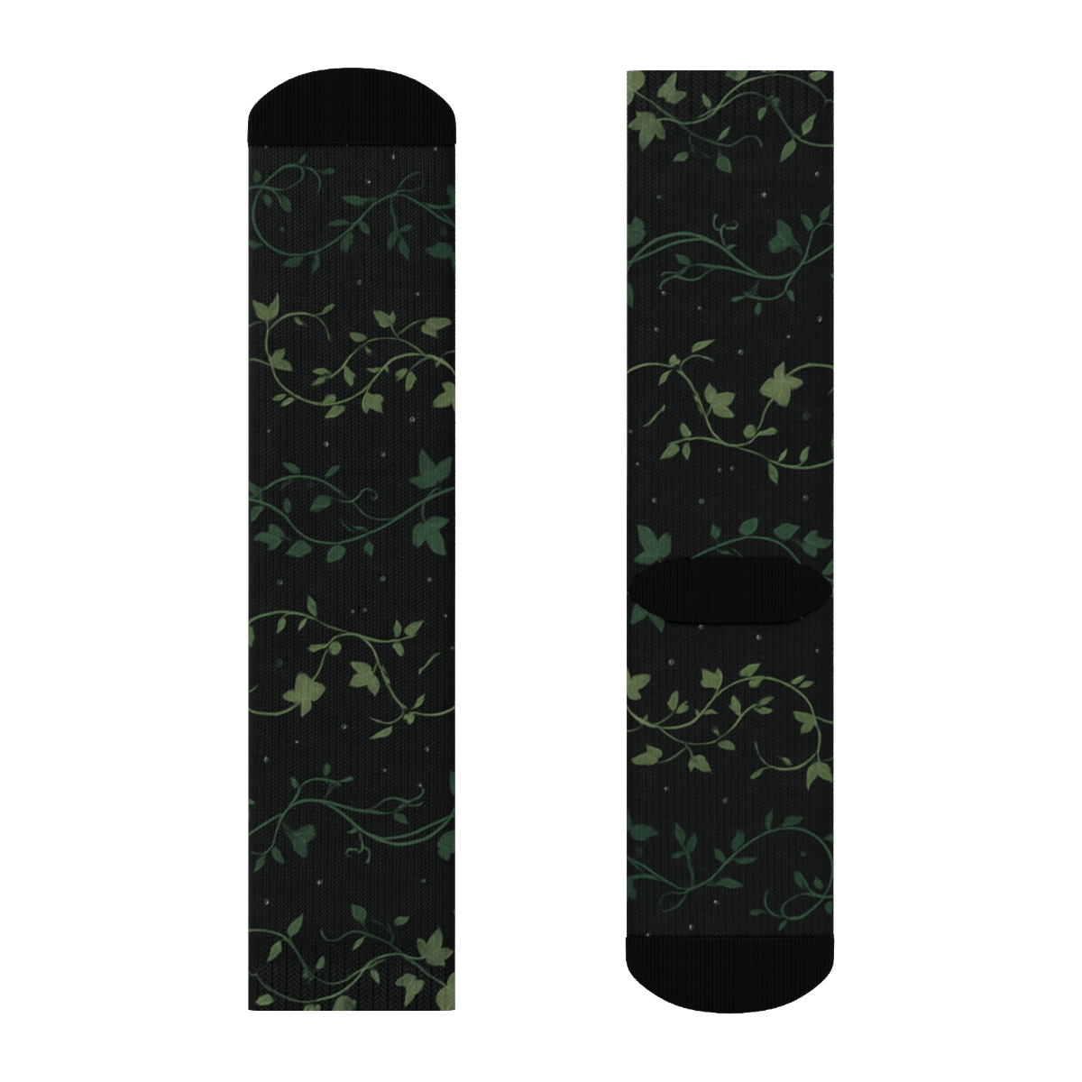 Moonlit Ivy Silhouette Bands On Black personalized crew socks
