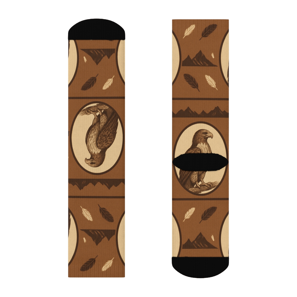 Mountain Crest Band Pattern With Eagle Cameos personalized crew socks