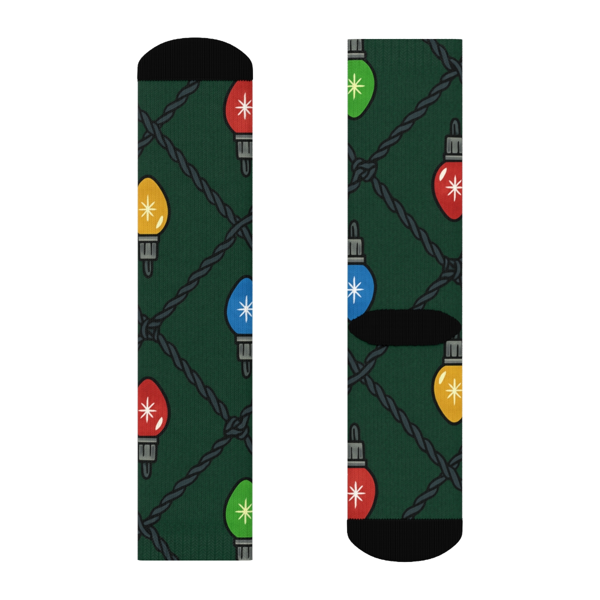 Multicolor Mini Light Lattice On Deep Evergreen designer printed crew socks